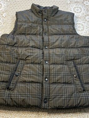 WindRiver Outfitting Co Mens Large Plaid Puffer Vest T-Max HyperDri HD1 - Olive